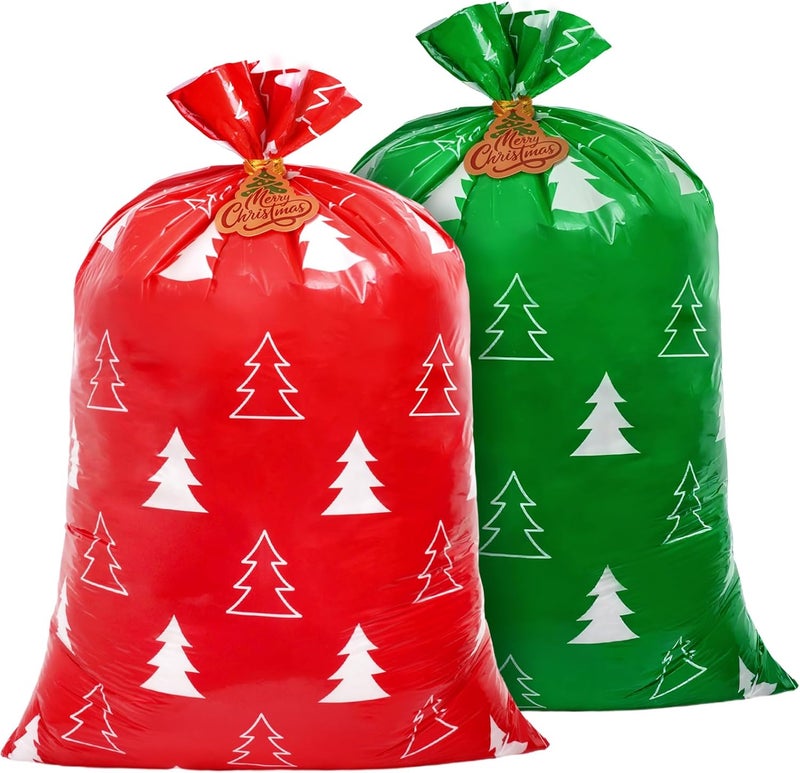 Sofier Large Christmas Gift Bags 36"x56" Holiday Gift Wrap 2pcs Jumbo Christmas Bag for Gifts Giant Sacks for Presents Big Xmas Plastic Gifts Bags (trees) - Image 1